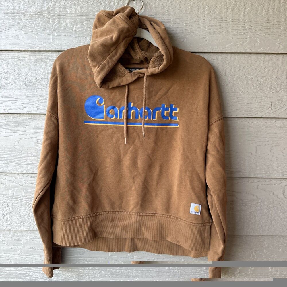 Carhartt Womens Loose Fit Tencel Fiber Series Hoodie Brown size Small pullover